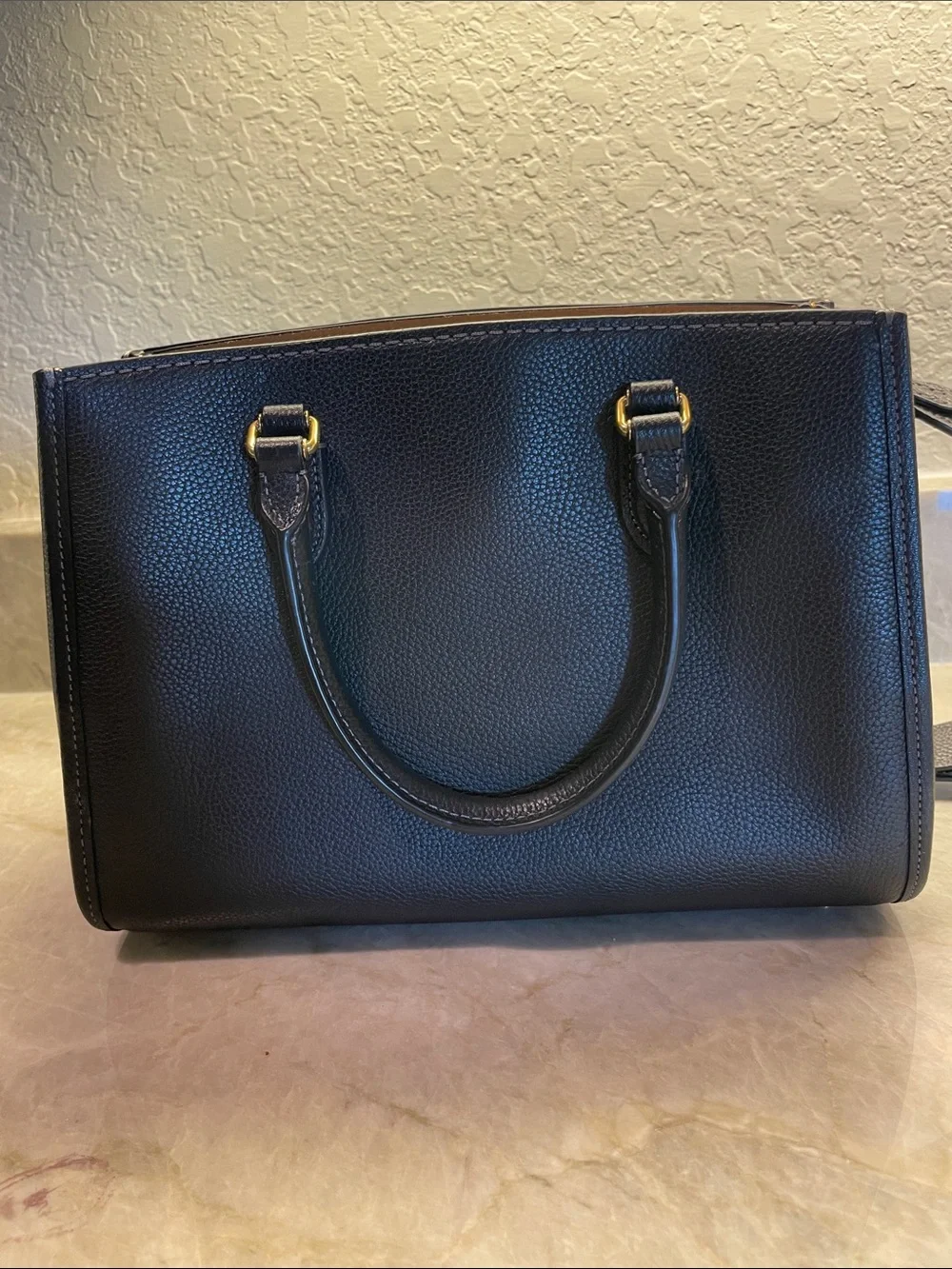 Coach Black Pebbled Leather Satchel with Gold Hardware